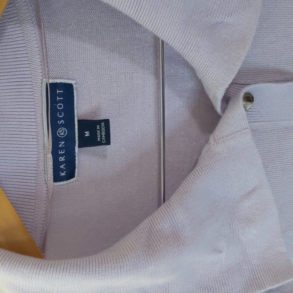 Lavender Karen Scott Light Cardigan Classic Feminine old money M - Picture 2 of 5